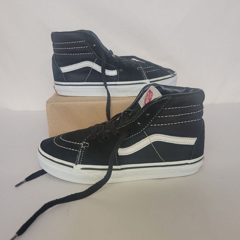 Vans Size 3 Kids  Black‎ White Skateboarding High Top Sneakers Shoes Unisex